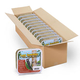Pine Tree Farms front packaging showing three peanut butter suet logs, attracts more birds