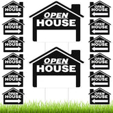 Pinkunn front view of 14-piece sign pack showing panels and stakes for quick setup