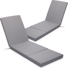 Pinkunn front view of two grey chaise cushions showing full coverage and refreshed look