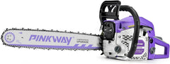 PINKWAY 63CC chainsaw front view showing 20 inch bar and durable frame for powerful cuts