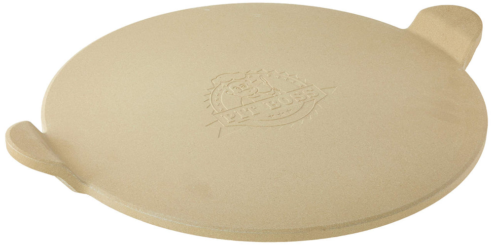 Pit Boss 15 inch front view showing ceramic stone and handles for easier serving