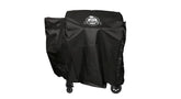 Pit Boss front view of cover on 850 series grill showing full-length protection and fit