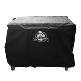 Pit Boss griddle cover front view showing snug fit and full protection