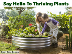 Plant & Plot round raised bed assembled on patio demonstrating fast tool-free setup
