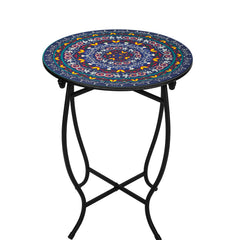 Plant Castle front view of metal round side table, durable outdoor accent