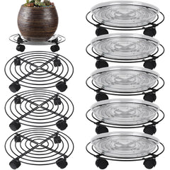 Planterhoma front packaging showing eight metal plant caddies and saucers, simplifies moving pots