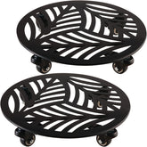 Planterhoma front view black metal caddy shows sturdy support and stylish look