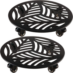 Planterhoma front view black metal caddy shows sturdy support and stylish look