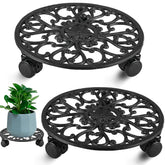 Planterhoma metal plant caddy front view showing stability and mobility