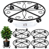 Planterhoma five-pack front view showing all metal plant caddies and saucers for easy repositioning