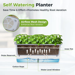 Planterhoma slim side profile fitted on a window sill for compact placement
