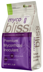 plantonix front package showing Myco Bliss 2 lb bag and clear branding benefit of concentrated inoculant