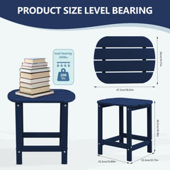Plawdlik table beside Adirondack chair showing scale and usable height