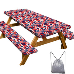 Play Tailor front view of checkered table and bench covers, protects surfaces
