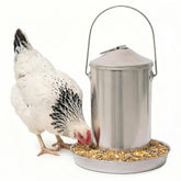 Plexon front view showing sturdy stainless steel feeder and capacity benefit