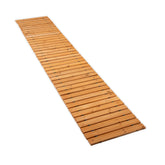 Plow & Hearth front view of full 8-foot hardwood rollout pathway showing natural finish and width