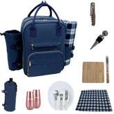 Plush Picnic front view showing organized pack and elegant gingham plates benefit portability