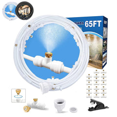 POCKET PANDA front view of complete 65ft misting kit showing components and white tubing for fast cooling