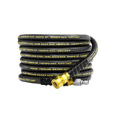 POHIR coiled 25ft pressure washer hose showing compact storage and flexibility