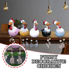 POKSAUAE five roosters staged in a planter adding bright accents to garden pots