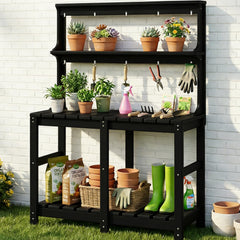 Polyhouz front view of potting bench showing durable work surface and storage benefit