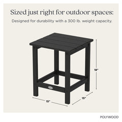 POLYWOOD side table holding drinks and speaker showing convenience outdoors
