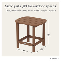 Polywood side table next to Adirondack chair showing perfect height convenience