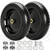 Pontuss 13-inch wheel front view showing fit for GOR garden carts and easy swap-in