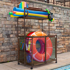 Pool Bins in-use poolside with toys showing easy mobility and quick access benefit