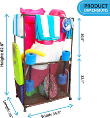 Pool Bins towel bars detail showing elevated bars for fast towel drying benefit
