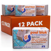 Pool Blok pumie front packaging showing 12-pack and benefit of calcium removal