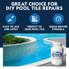 Pool Patch being applied to a pool waterline showing fast-setting advantage
