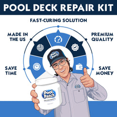 Pool Patch being applied to a deck crack showing fast, strong bonding
