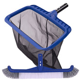 POOLAZA front view of skimmer and brush kit showing complete set and benefits