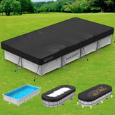 Poolergetic front packaging showing cover dimensions and benefits