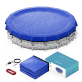 POOLHACKER front packaging showing 21ft cover protecting pool