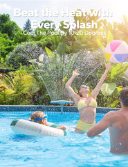 POOLHACKER wide spray curtain over pool, creates dramatic cooling and visual focal point