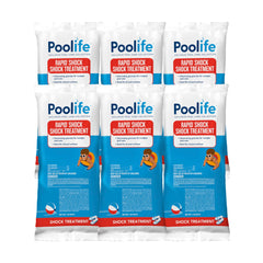 POOLIFE front packaging showing six 1 lb premeasured bags and clear labeling