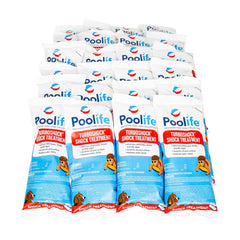 POOLIFE front package showing 12 one-pound bags and clear labeling benefit fast treatment