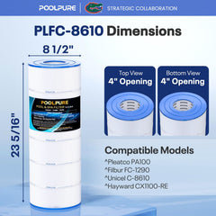 POOLPURE close-up bottom opening of PLFC-8610 ensuring correct housing fit