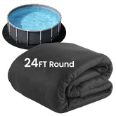 Poolvio 24ft round pad front view showing full coverage and protective barrier
