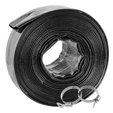Poolvio coiled 1.5-inch x 50ft hose showing compact storage and easy handling