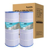 Poolzilla front view of two cartridges showing ready-to-install pack and clear fit