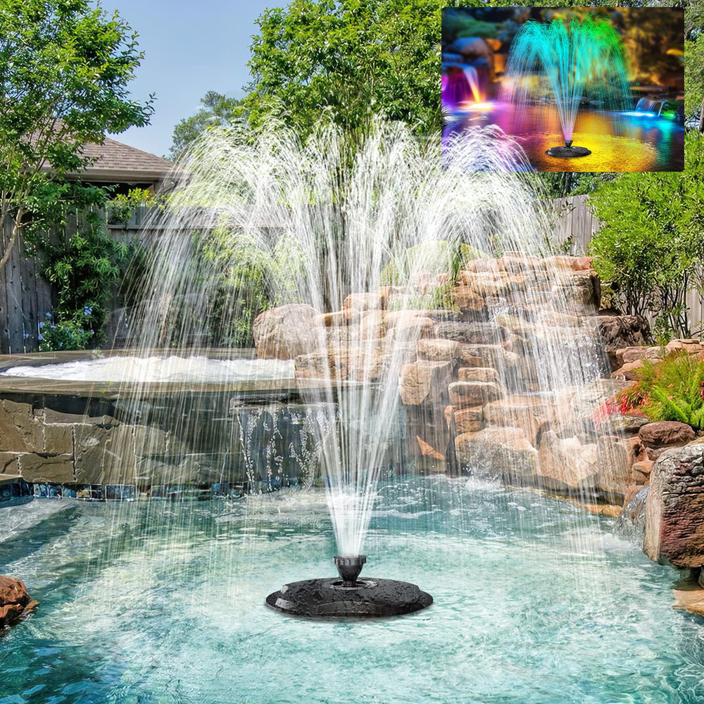 POPOSOAP front view of floating fountain showing stable platform and pump benefit improved circulation