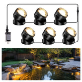 POPOSOAP front packaging showing six-head waterproof pond lights, clear product overview
