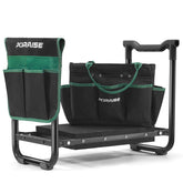 Poraise front view folded seat showing compact portability and quick storage benefit