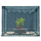 porayhut front view of square netting cover showing full crop protection