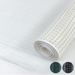 PotatoLife white fence front packaging showing roll and zip ties for quick setup