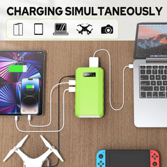 powkey closeup of 120V AC outlet providing laptop-compatible power