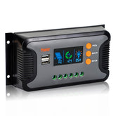 PowMr 30A controller front panel showing ports and LED indicators for easy monitoring